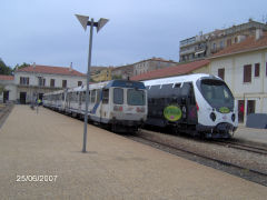 
Ajacio Station, Corsica, Motor cars 97052 and 97051, June 2007